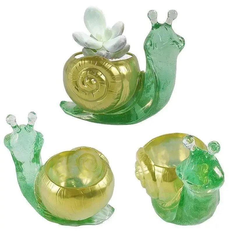 New Cute Handmade Snail Shape Molds Creative Crystal Glue Silicone Mold Flower Potted Desktop Storage Box DIY Resin Plaster Mold