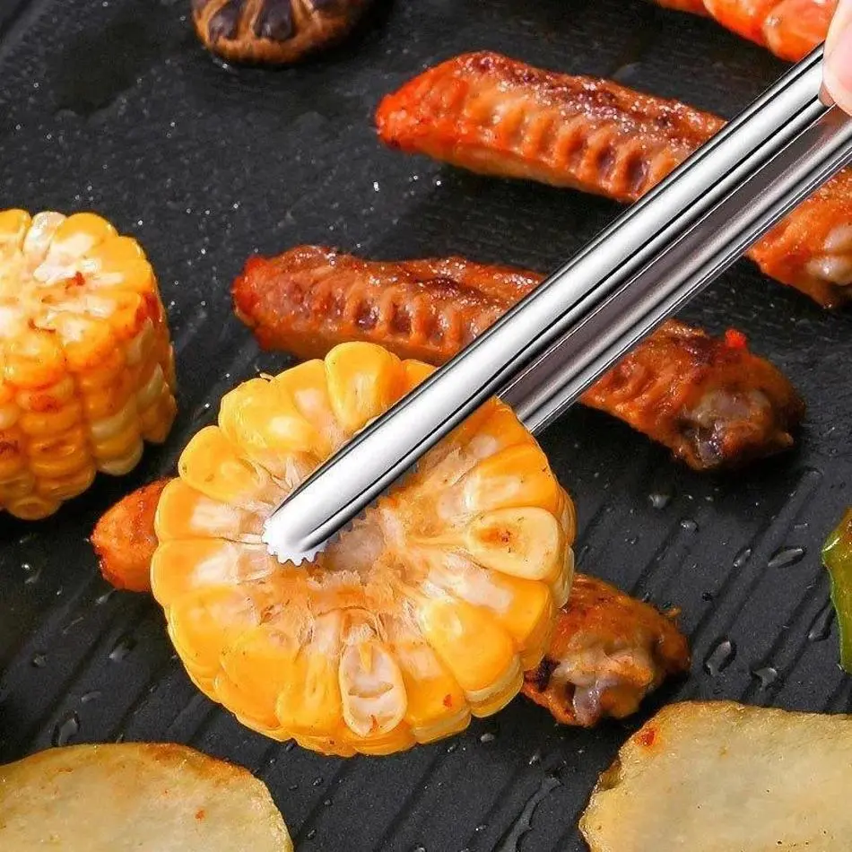 1Pcs 304 Stainless Steel Barbecue Clip Japanese Bread Food Steak Extended Kitchen Gadget Household Outdoor Accessories BBQ Tools