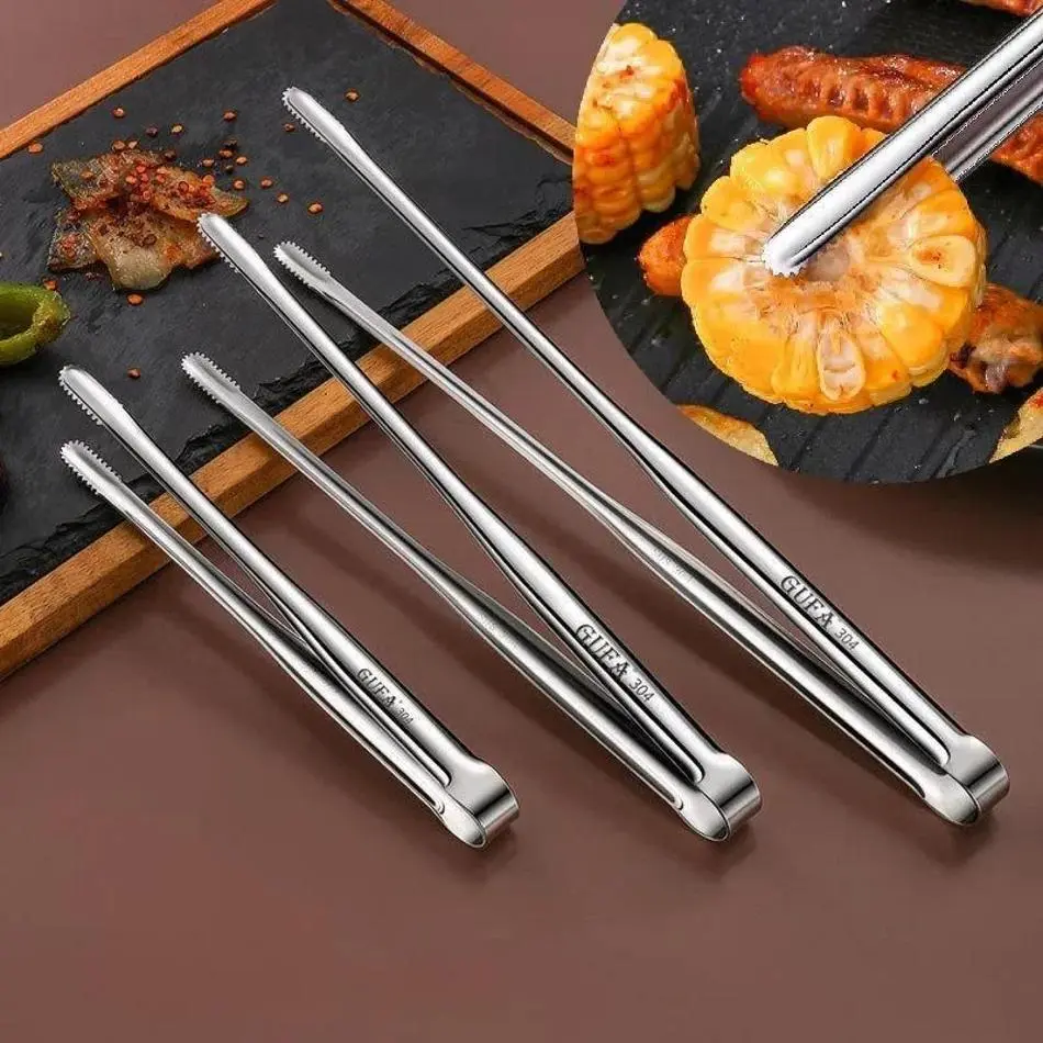 1Pcs 304 Stainless Steel Barbecue Clip Japanese Bread Food Steak Extended Kitchen Gadget Household Outdoor Accessories BBQ Tools
