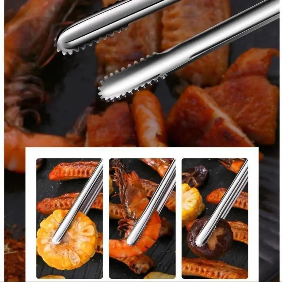 1Pcs 304 Stainless Steel Barbecue Clip Japanese Bread Food Steak Extended Kitchen Gadget Household Outdoor Accessories BBQ Tools