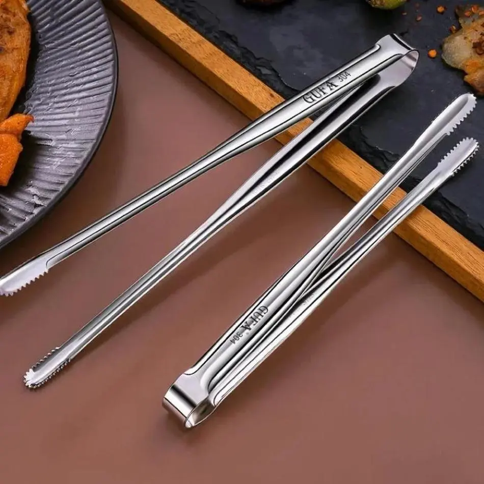 1Pcs 304 Stainless Steel Barbecue Clip Japanese Bread Food Steak Extended Kitchen Gadget Household Outdoor Accessories BBQ Tools