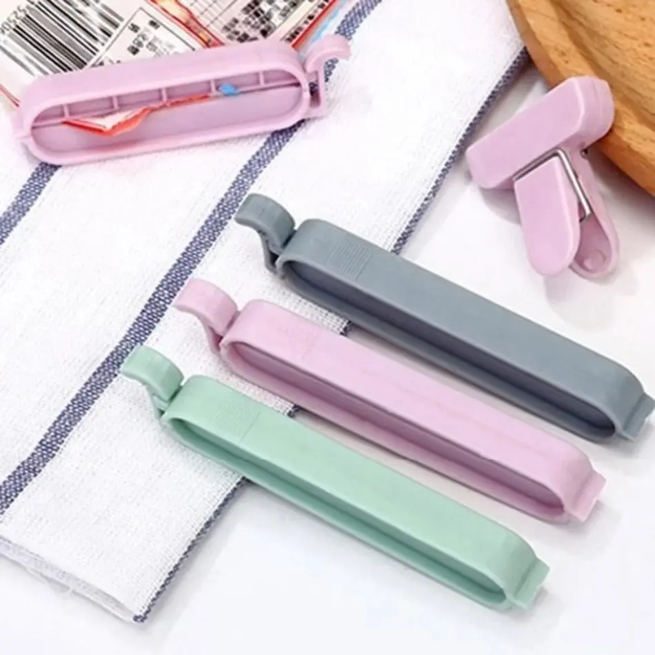 New 12 Pcs/set Plastic Chip Clips Food Packaging Curved Design Sealed Bag Clips Suitable Kitchen Home Food Packaging Bag Clips