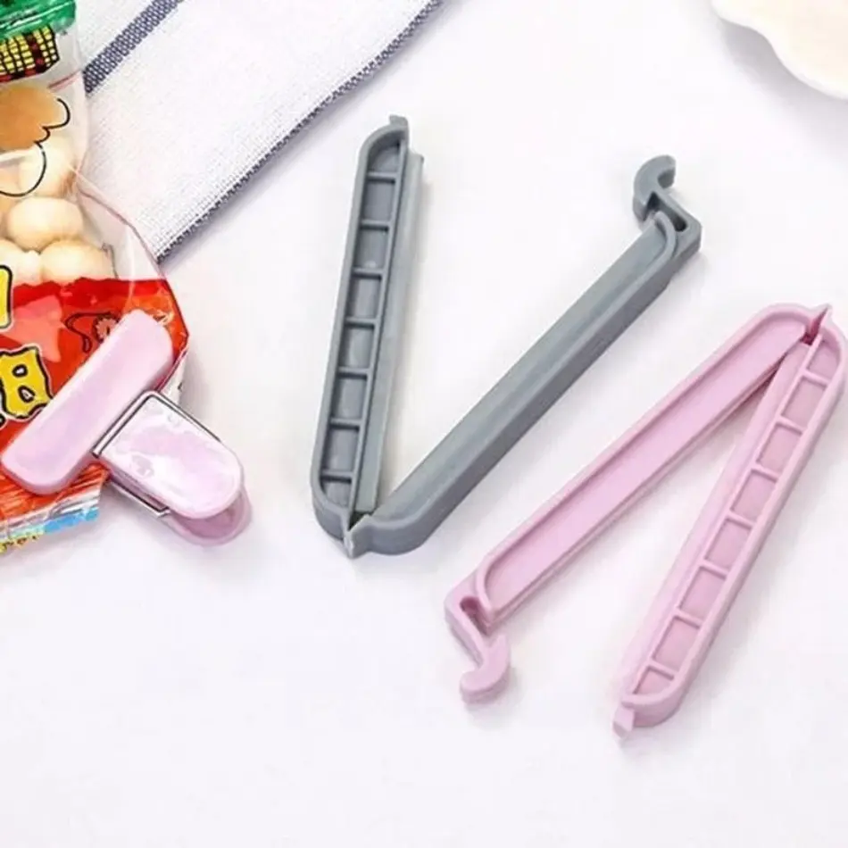 New 12 Pcs/set Plastic Chip Clips Food Packaging Curved Design Sealed Bag Clips Suitable Kitchen Home Food Packaging Bag Clips