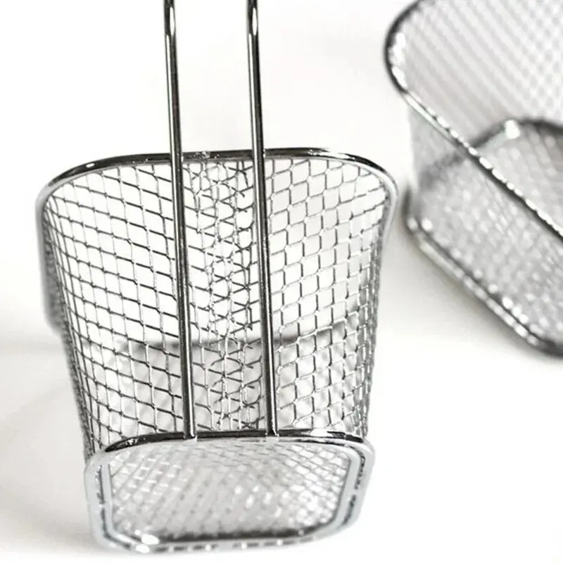 Practical Fries Basket Portable Stainless Steel Chip Mini Frying Basket Strainer Fryer Kitchen Cooking Basket Colander Accessory
