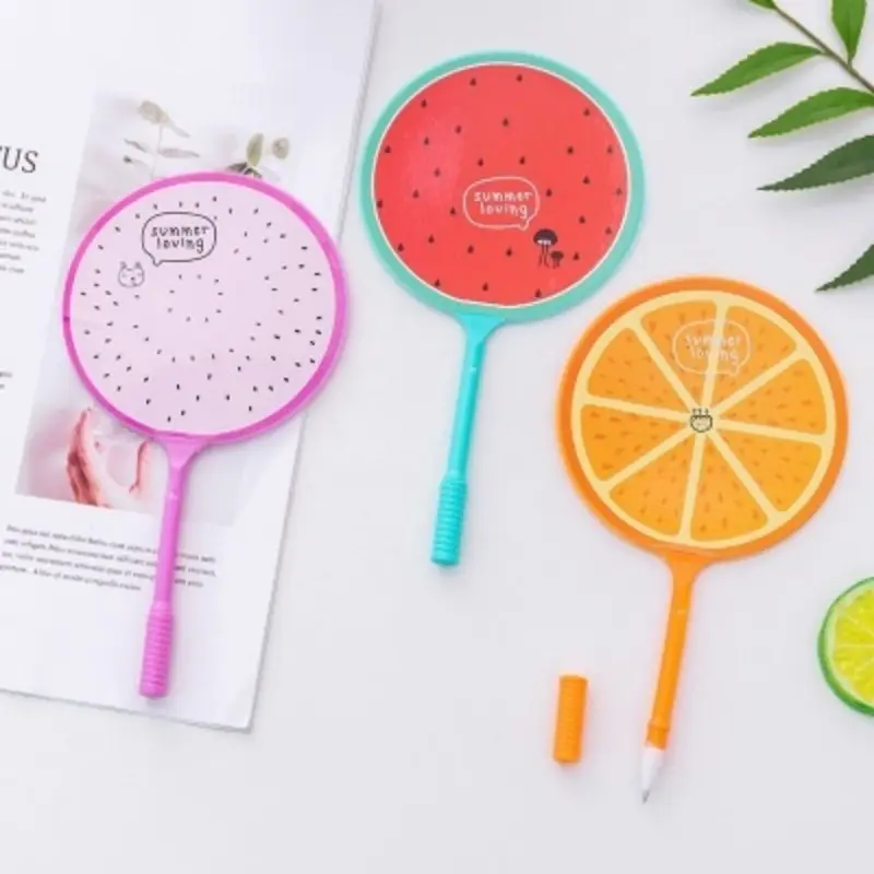 New 1Pcs Unique Ball Pen New Cartoon Cat Fan Shape Ballpoint Pen Student Learning School Supplies Color Random Handheld Fans