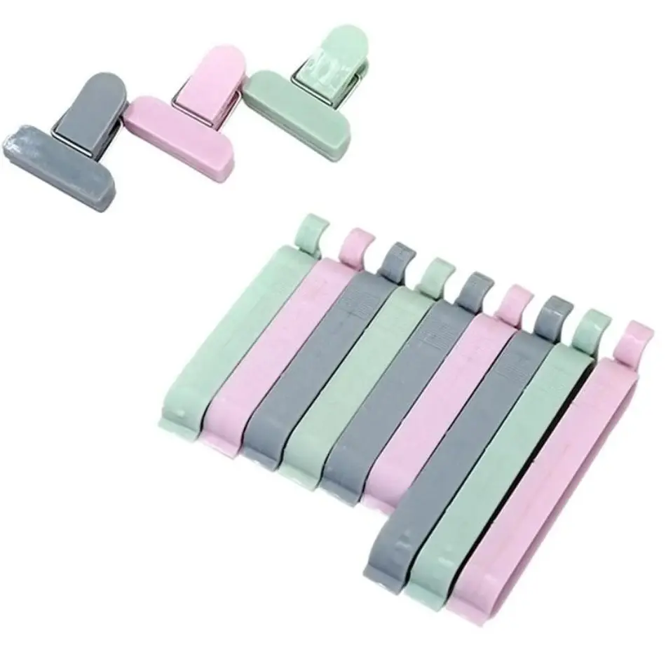 New 12 Pcs/set Plastic Chip Clips Food Packaging Curved Design Sealed Bag Clips Suitable Kitchen Home Food Packaging Bag Clips