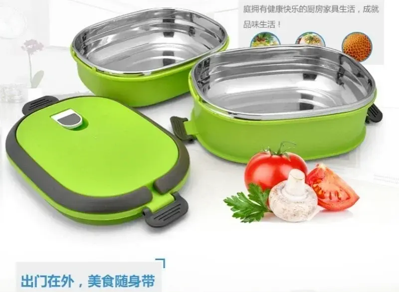 Random Lunch Box Stainless Steel Picnic Food Storage Container Rectangle Thermal Durable Portable Bento Box Leak-Proof Rice Box