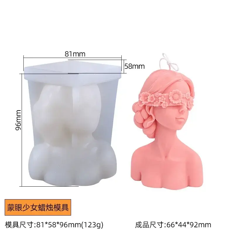 New Closed-Eye Girl Aromatherapy Candle Mould Blindfolded Debate Beauty Plaster Resin Mold Silicone Mold Candle Making Molds