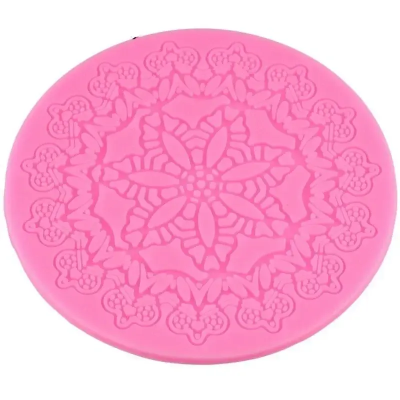 Kitchen Pink Color Baking Molds Tools Silicone Lace Molds Round Crown Shape Cake PP Mat Cake Decor Tools Convenience Small Tools