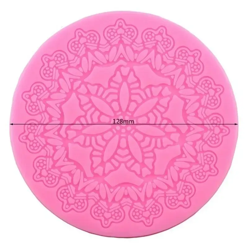 Kitchen Pink Color Baking Molds Tools Silicone Lace Molds Round Crown Shape Cake PP Mat Cake Decor Tools Convenience Small Tools