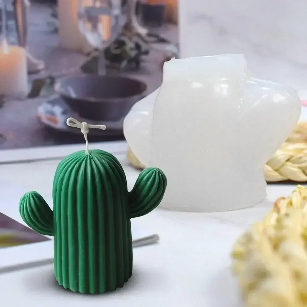 DIY Handmade Molds Creative Shape Cactus Candle Mold Silicone Mold Soap Candle Make Tool Epoxy Resin Mold Simulation Plant Decor