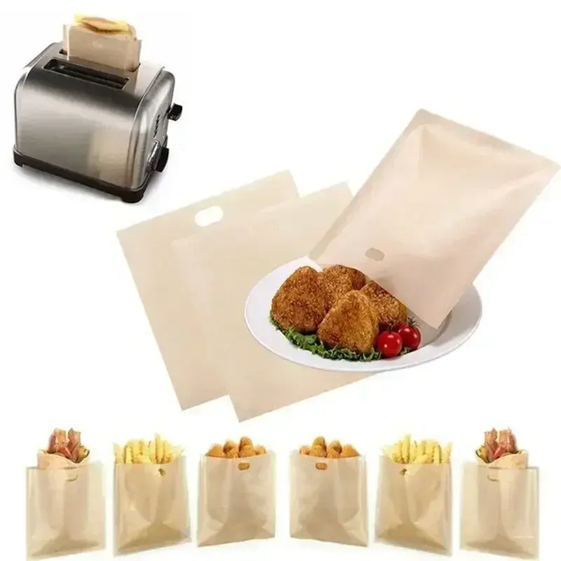 New 1Pcs Kitchen Supplies Reusable Heat-Resistant Toaster Sandwich Fries Heating Bags Cooking Non-stick Microwave Bag Non Stick