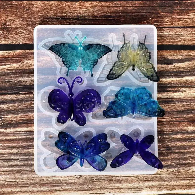 Creative Handmade Molds 6 Styles Butterfly Pendant Crystal Epoxy Resin Mold Accessories Silicone Mould DIY Jewelry Casting Tool