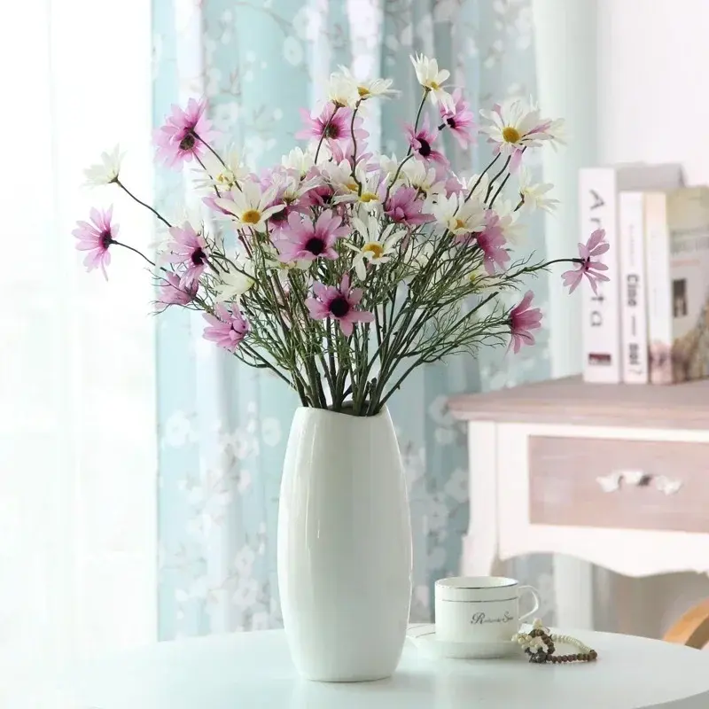 New 1PCS 5 Heads Colorful Artificial Flowers Small Daisy Bouquet Party Home Decor Wedding Garden Decoration Outdoor Supplies