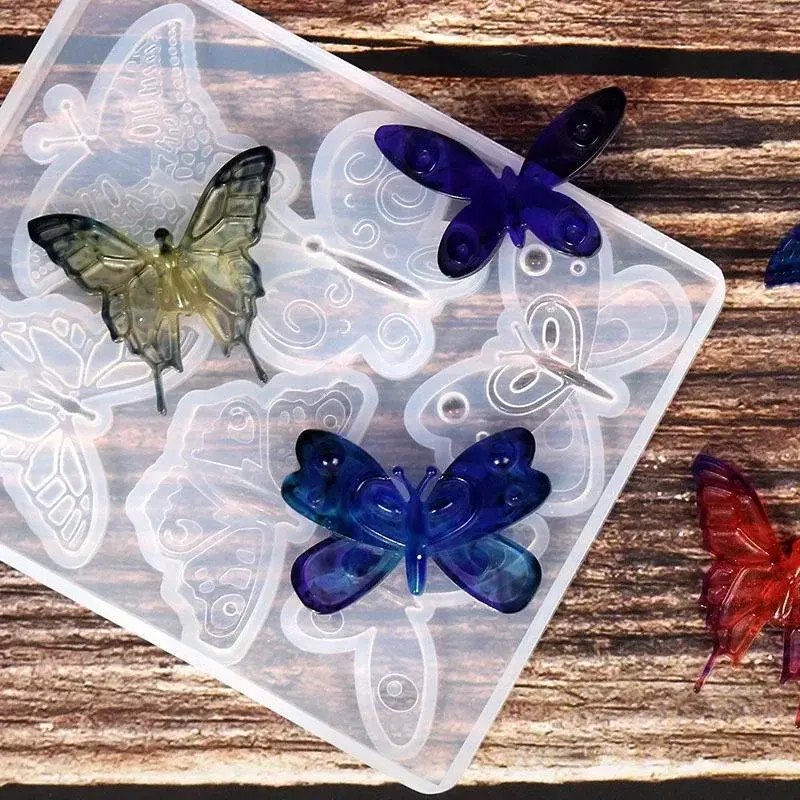 Creative Handmade Molds 6 Styles Butterfly Pendant Crystal Epoxy Resin Mold Accessories Silicone Mould DIY Jewelry Casting Tool