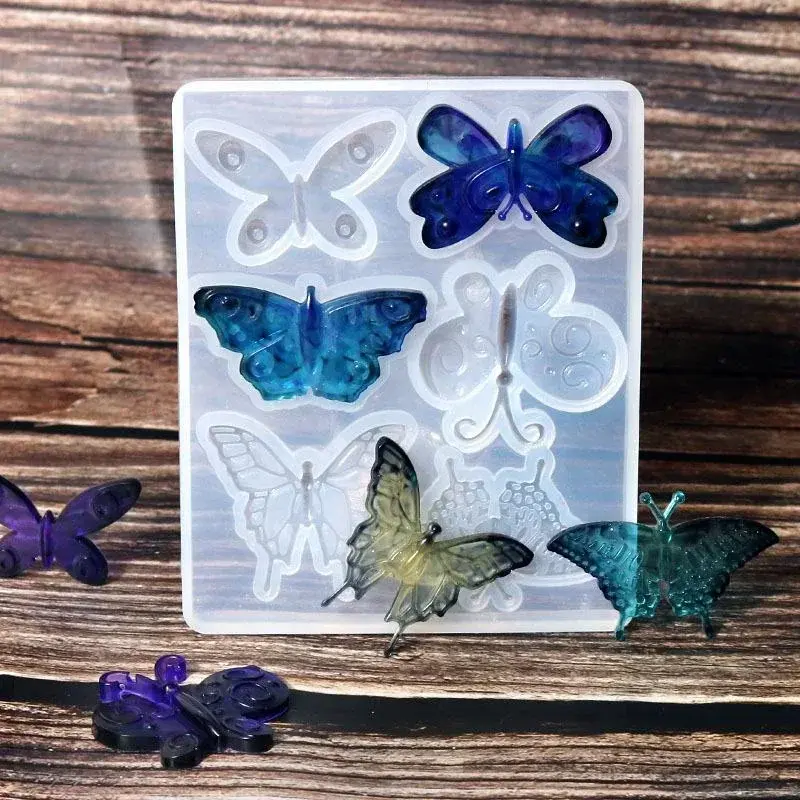 Creative Handmade Molds 6 Styles Butterfly Pendant Crystal Epoxy Resin Mold Accessories Silicone Mould DIY Jewelry Casting Tool