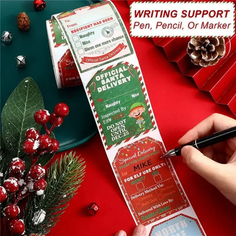 1 Roll of Christmas Decoration Stickers Gift Box Decoration Stickers Sticker Memo Christmas Home Party Decoration Supplies