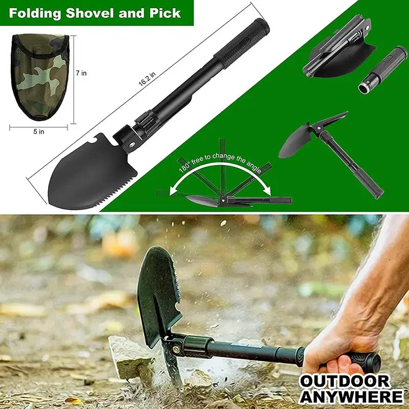 Multifu Small Size Engineering Shovel Folding Self-defense Military Shovel Outdoor Camping Equipment Portable Survival Tools
