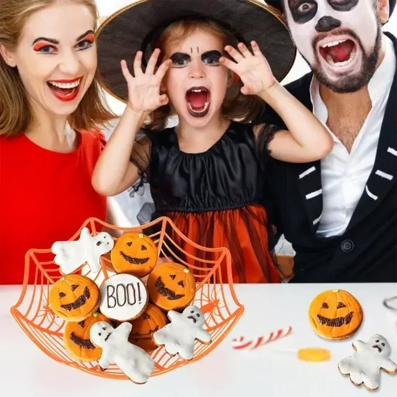 Halloween Spider Web Fruit Plate Drain Basket Festival Atmosphere Cartoon Candy Box Home Decorations Trick Or Treat Supplies
