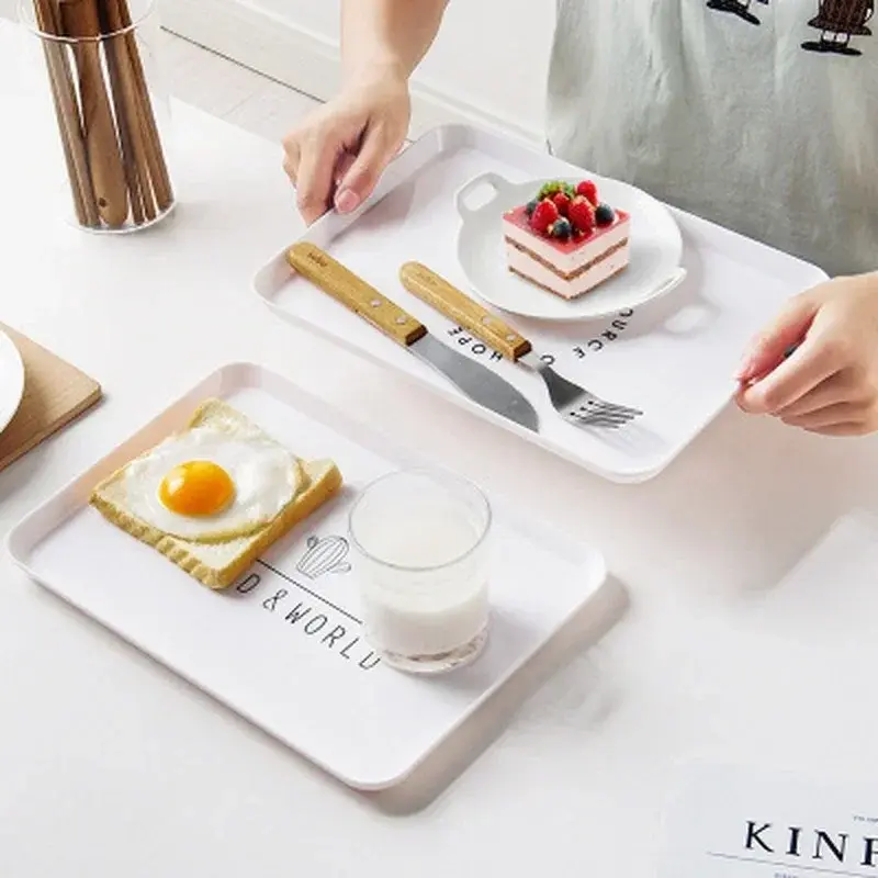 1PCS Practical Plastic Dessert Serving Tray Tea Breakfast Bread Tray Snack Plate Storage Plates Square Accessory Cosmetics Dish