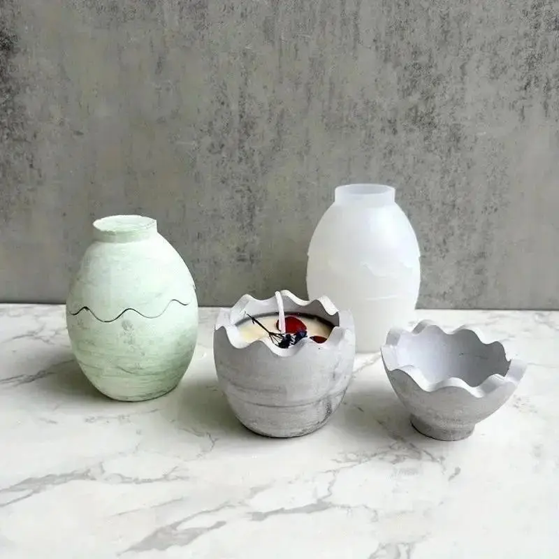 Fuuny Handmade Eggs Shape Candle Jar Mold DIY Crystal Epoxy Resin Storage Box Mould Concrete Cement Plaster Craft Making Mold