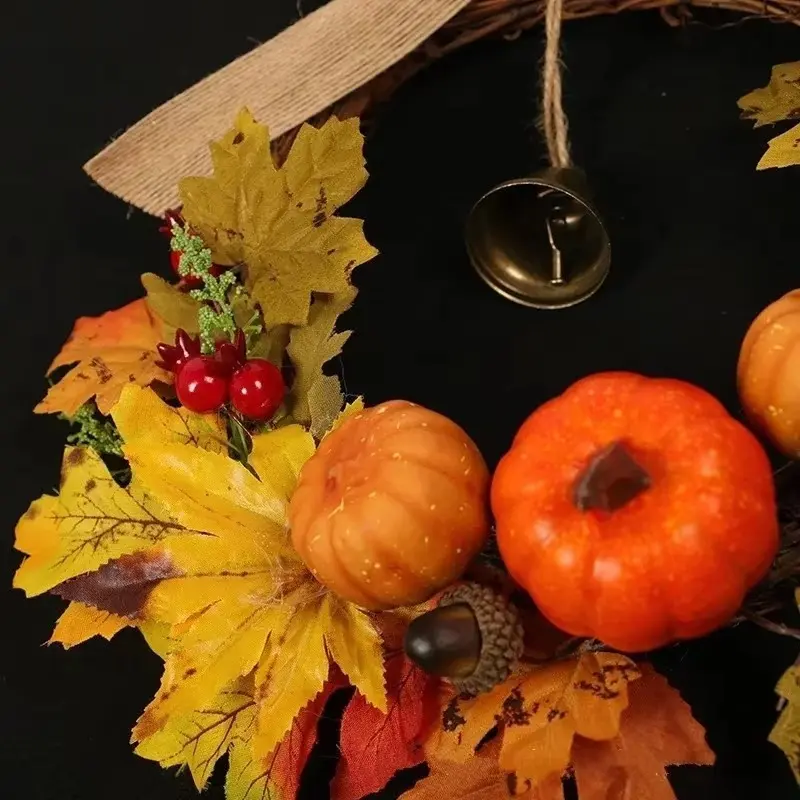 New Creative Design Thanksgiving Halloween Door Hanging Pumpkin Maple Leaf Bell Garland Household Decoration Home Decor Crafts