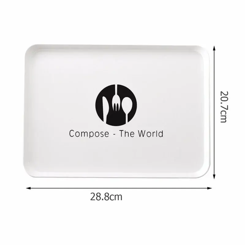 1PCS Practical Plastic Dessert Serving Tray Tea Breakfast Bread Tray Snack Plate Storage Plates Square Accessory Cosmetics Dish