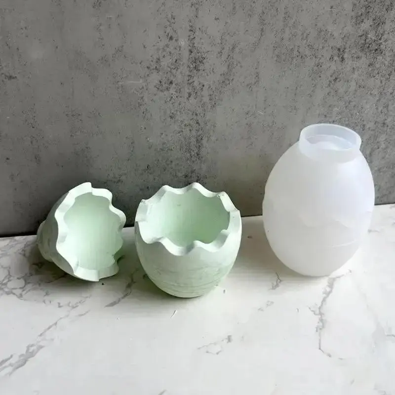 Fuuny Handmade Eggs Shape Candle Jar Mold DIY Crystal Epoxy Resin Storage Box Mould Concrete Cement Plaster Craft Making Mold