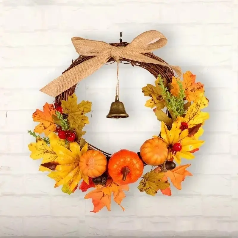 New Creative Design Thanksgiving Halloween Door Hanging Pumpkin Maple Leaf Bell Garland Household Decoration Home Decor Crafts