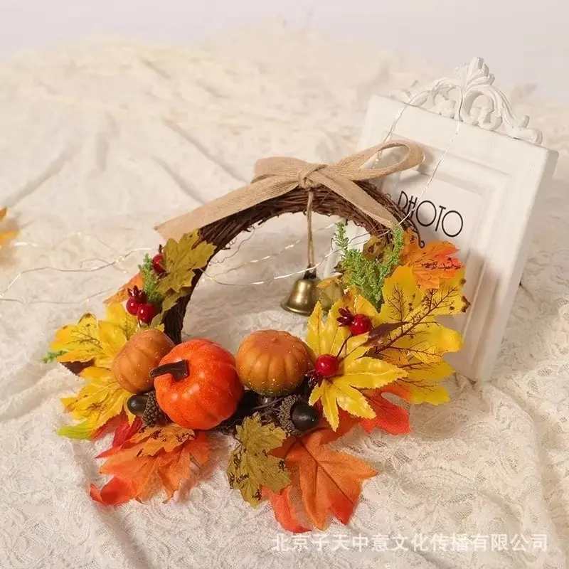 New Creative Design Thanksgiving Halloween Door Hanging Pumpkin Maple Leaf Bell Garland Household Decoration Home Decor Crafts