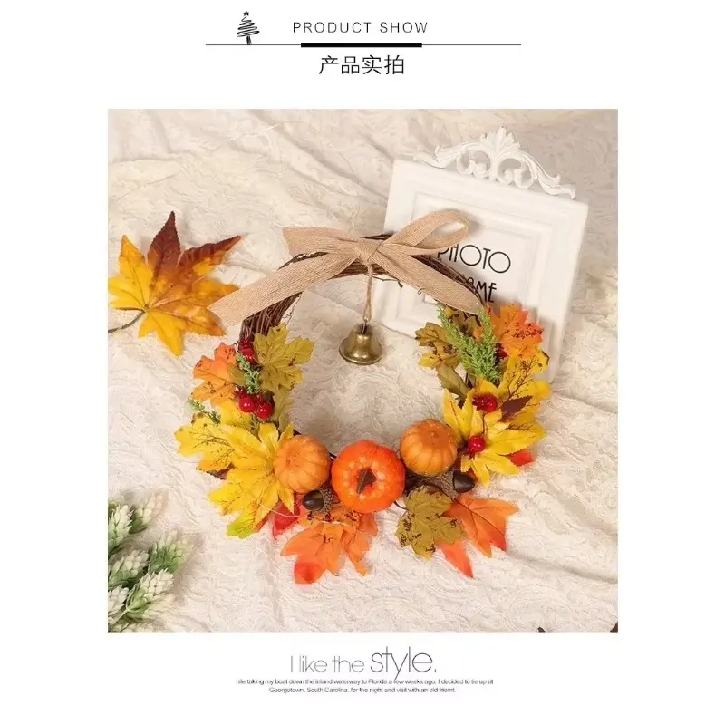 New Creative Design Thanksgiving Halloween Door Hanging Pumpkin Maple Leaf Bell Garland Household Decoration Home Decor Crafts
