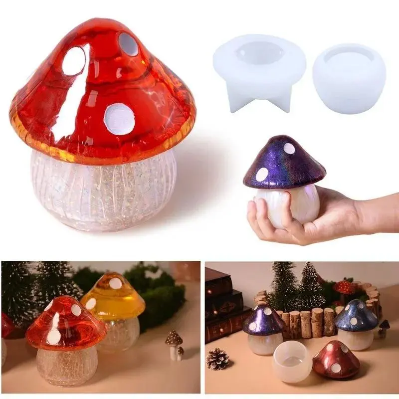 Mushroom Storage Box Mold Crystal Epoxy Container Jewelry Casting Mould Silicone Mold For Resin DIY Crafts Making Home Decors