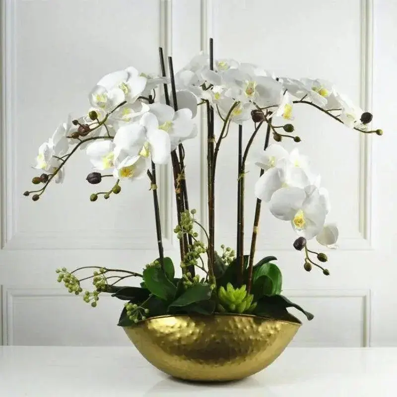 Large Gold Bowl Flower Pot Vase Cornucopia Flower Planting Handmade Iron Flower Pot Home Hotel Decoration Gift Metal