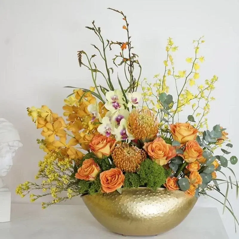 Large Gold Bowl Flower Pot Vase Cornucopia Flower Planting Handmade Iron Flower Pot Home Hotel Decoration Gift Metal