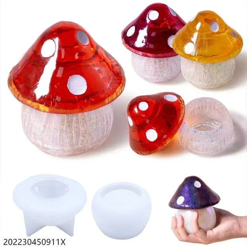 Mushroom Storage Box Mold Crystal Epoxy Container Jewelry Casting Mould Silicone Mold For Resin DIY Crafts Making Home Decors