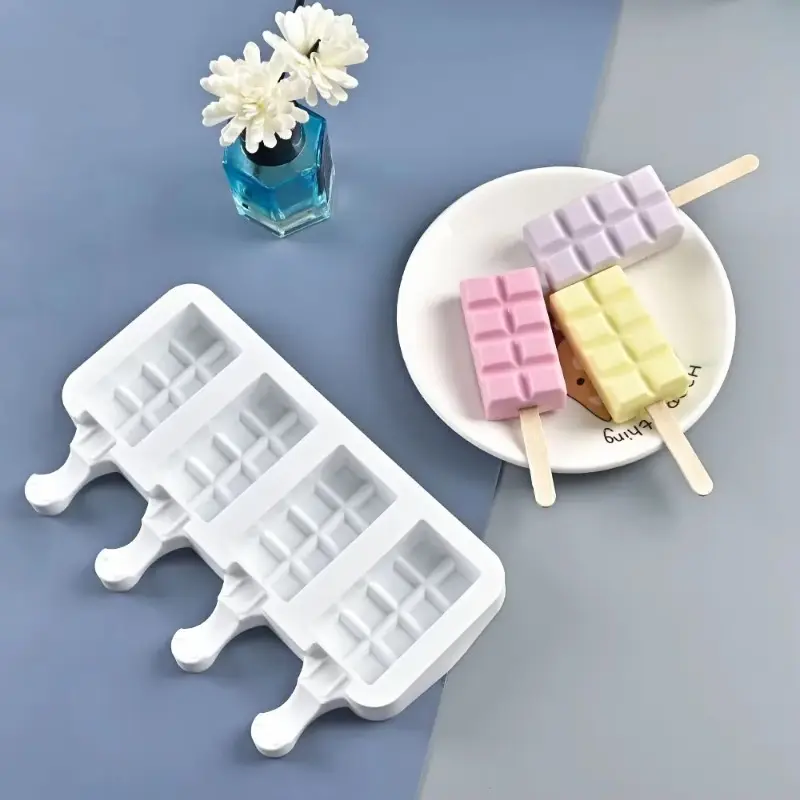 Summer 3 with 4 Ice Cream Simple Ice Making DIY Food Grade Silicone Popsicle Cheese Mold