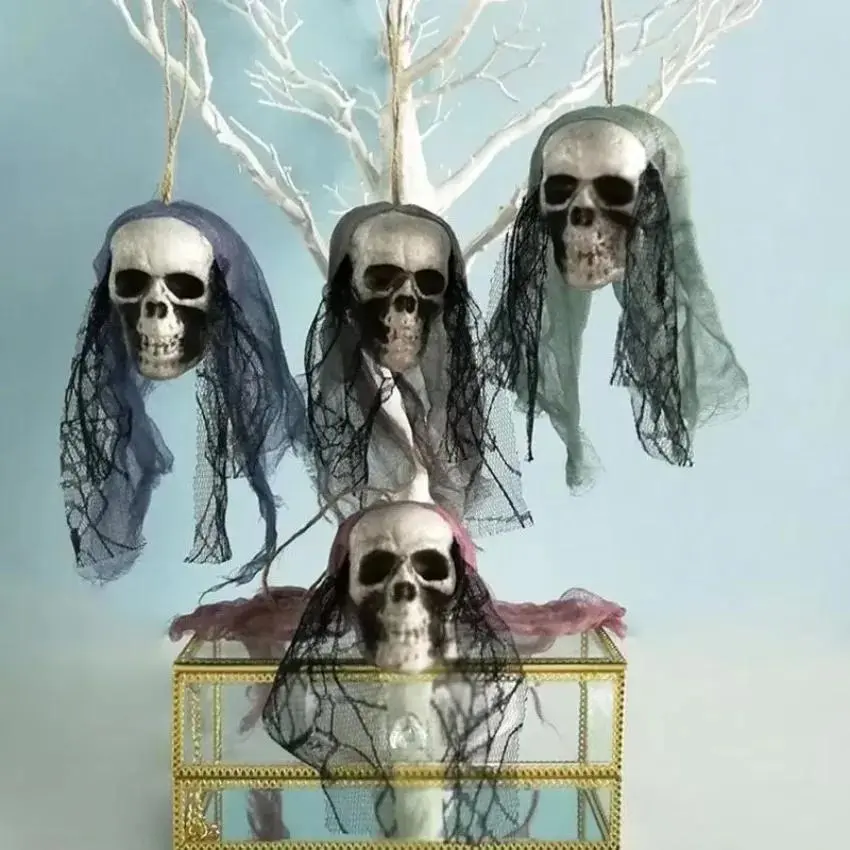 New Skull Hanging Ornaments Foam Skull Bride Clothes Bone Head Scene Layout Props Home Decorations Festival Party Diy Supplies