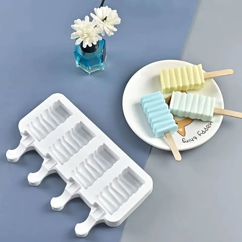 Summer 3 with 4 Ice Cream Simple Ice Making DIY Food Grade Silicone Popsicle Cheese Mold
