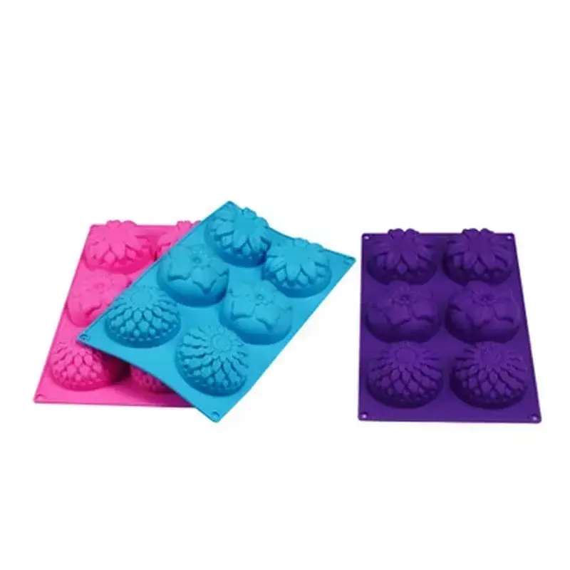 Kitchen Handmade Creative Silicone Molds 6 Holes Molds Flower Shaped Silicone DIY Soap Candle Cake Mold Crafts Accessories