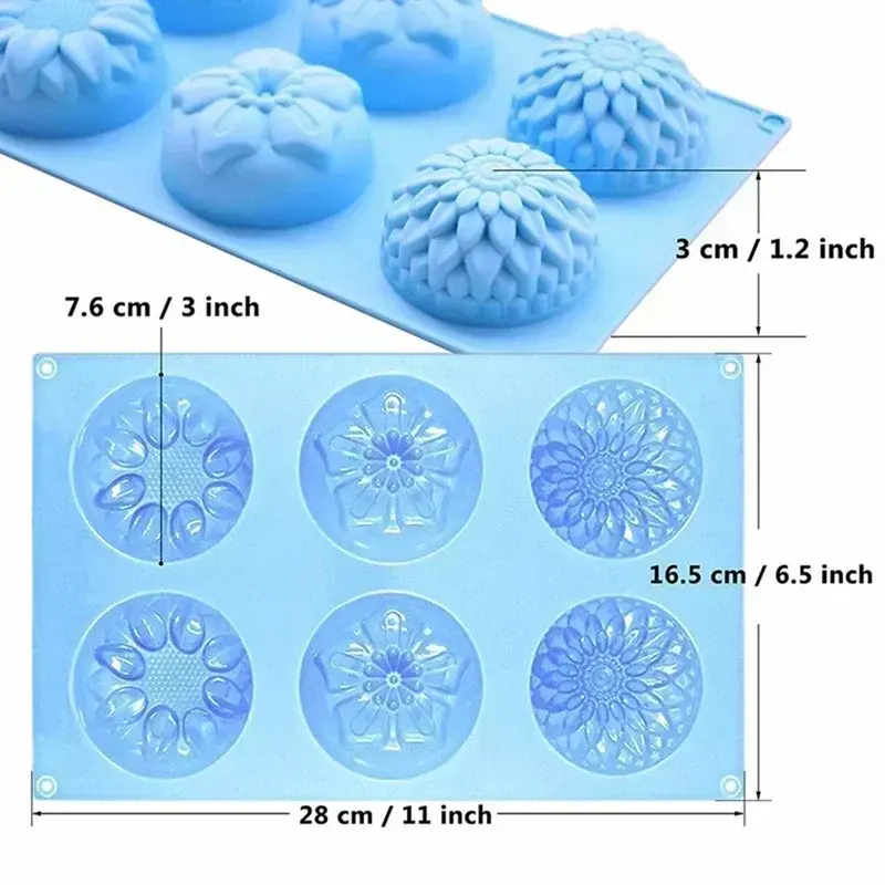 Kitchen Handmade Creative Silicone Molds 6 Holes Molds Flower Shaped Silicone DIY Soap Candle Cake Mold Crafts Accessories