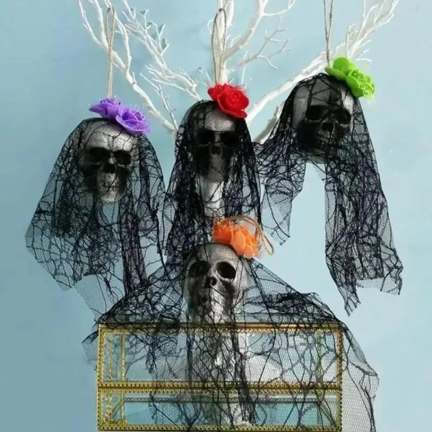 New Skull Hanging Ornaments Foam Skull Bride Clothes Bone Head Scene Layout Props Home Decorations Festival Party Diy Supplies