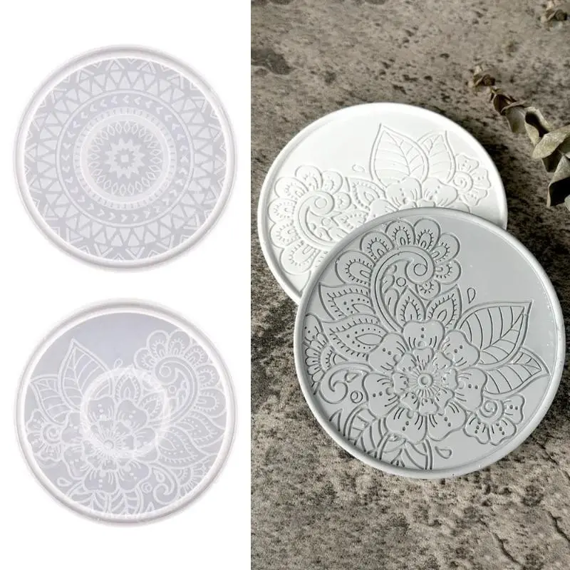 Handmade Creative Round Coaster Silicone Mold DIY Coffee Coaster Craft Tray Making Plaster Epoxy Resin Glass Cup Mat Cast Mould