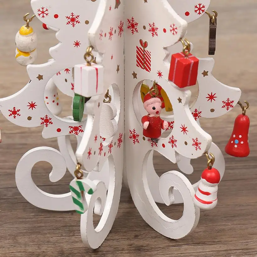New 1 Pcs Christmas Decorations Creative Wooden Christmas Tree Ornament Home Desktop Party Decor Xmas New Year Kids Gifts