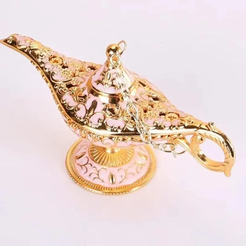 1 Pcs Fashion Luxury Design Mini Metal Ancient Magic Lamp Pretty Art Crafts Wishing Light Ornaments Suit Give Friend Gifts