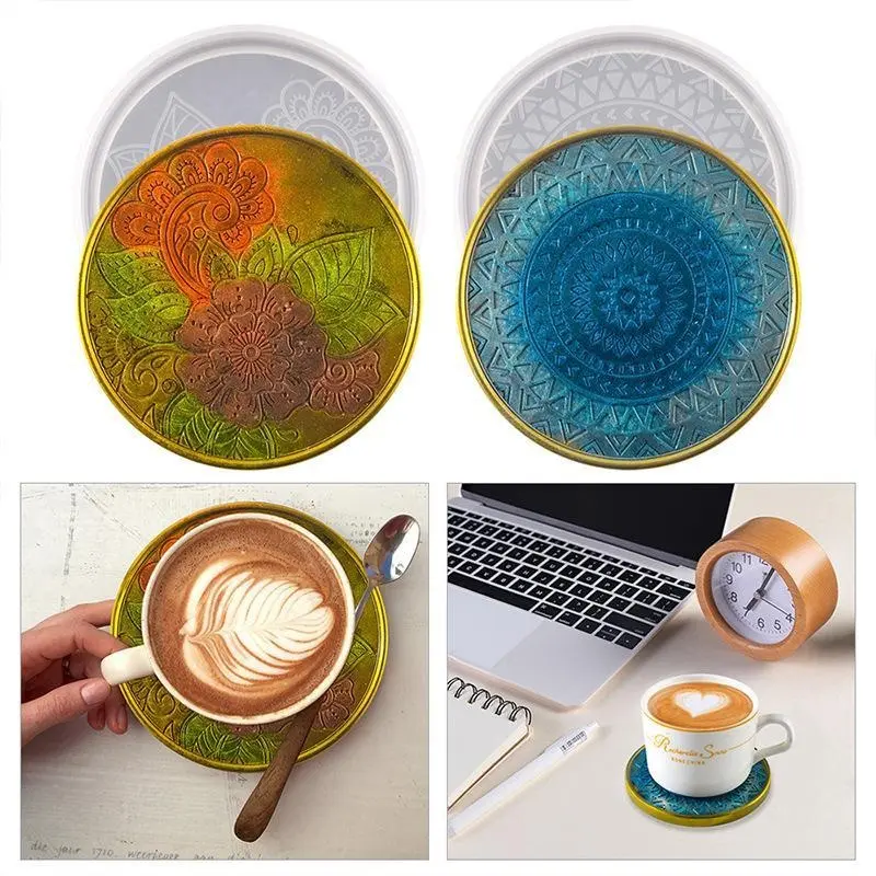 Handmade Creative Round Coaster Silicone Mold DIY Coffee Coaster Craft Tray Making Plaster Epoxy Resin Glass Cup Mat Cast Mould