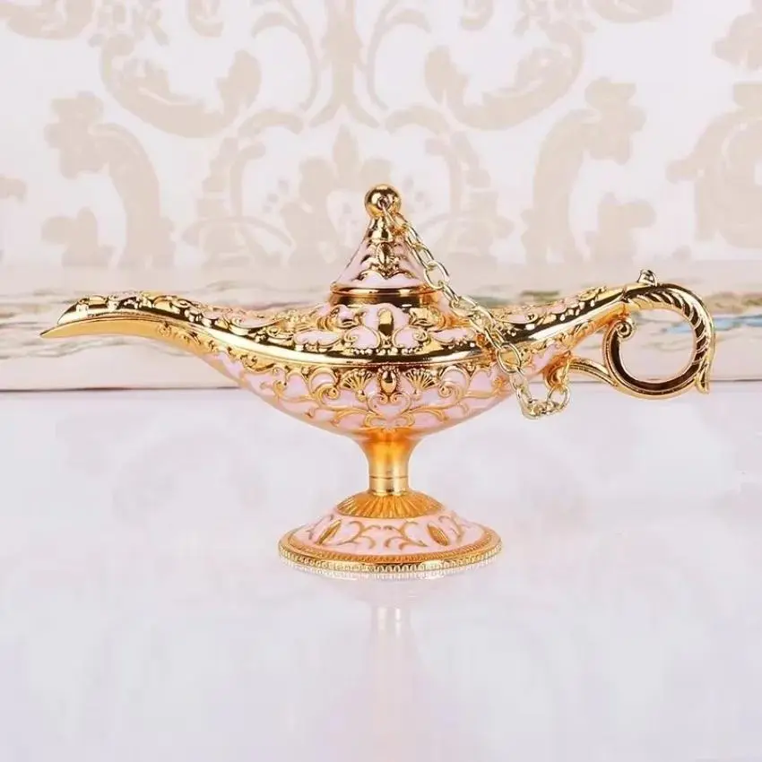 1 Pcs Fashion Luxury Design Mini Metal Ancient Magic Lamp Pretty Art Crafts Wishing Light Ornaments Suit Give Friend Gifts