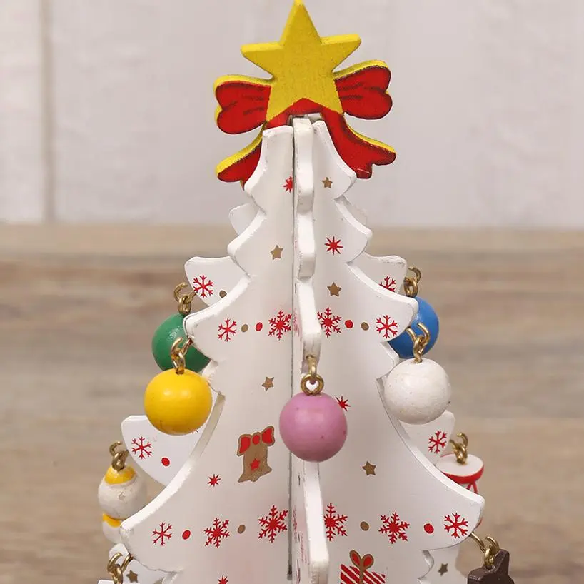 New 1 Pcs Christmas Decorations Creative Wooden Christmas Tree Ornament Home Desktop Party Decor Xmas New Year Kids Gifts