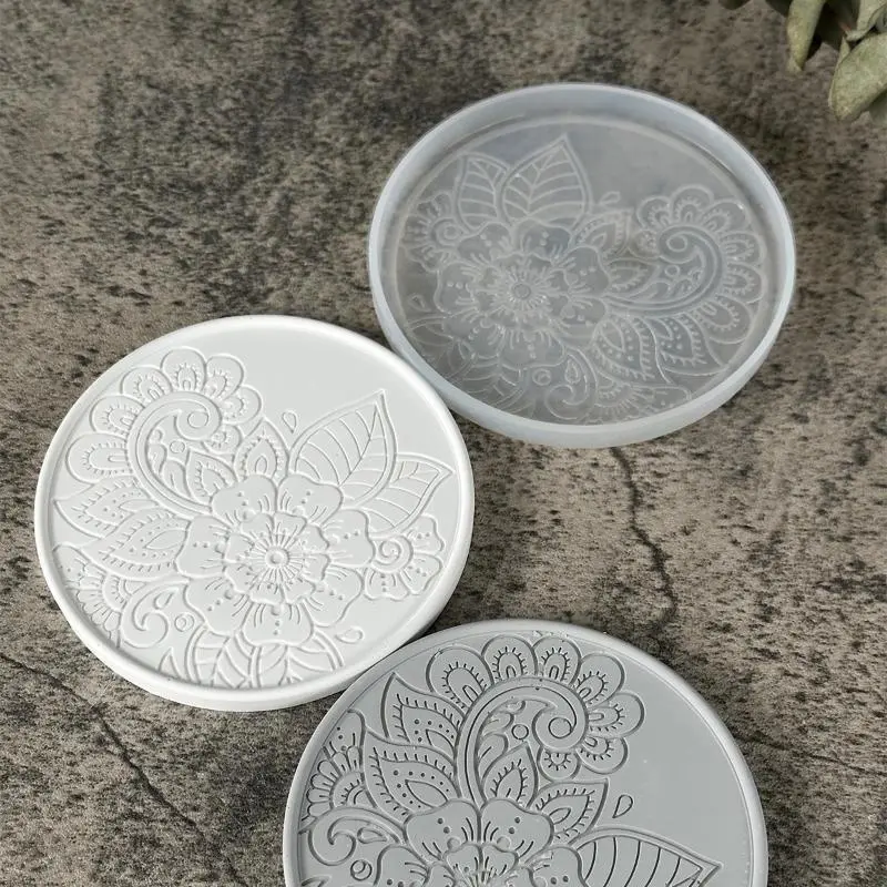 Handmade Creative Round Coaster Silicone Mold DIY Coffee Coaster Craft Tray Making Plaster Epoxy Resin Glass Cup Mat Cast Mould