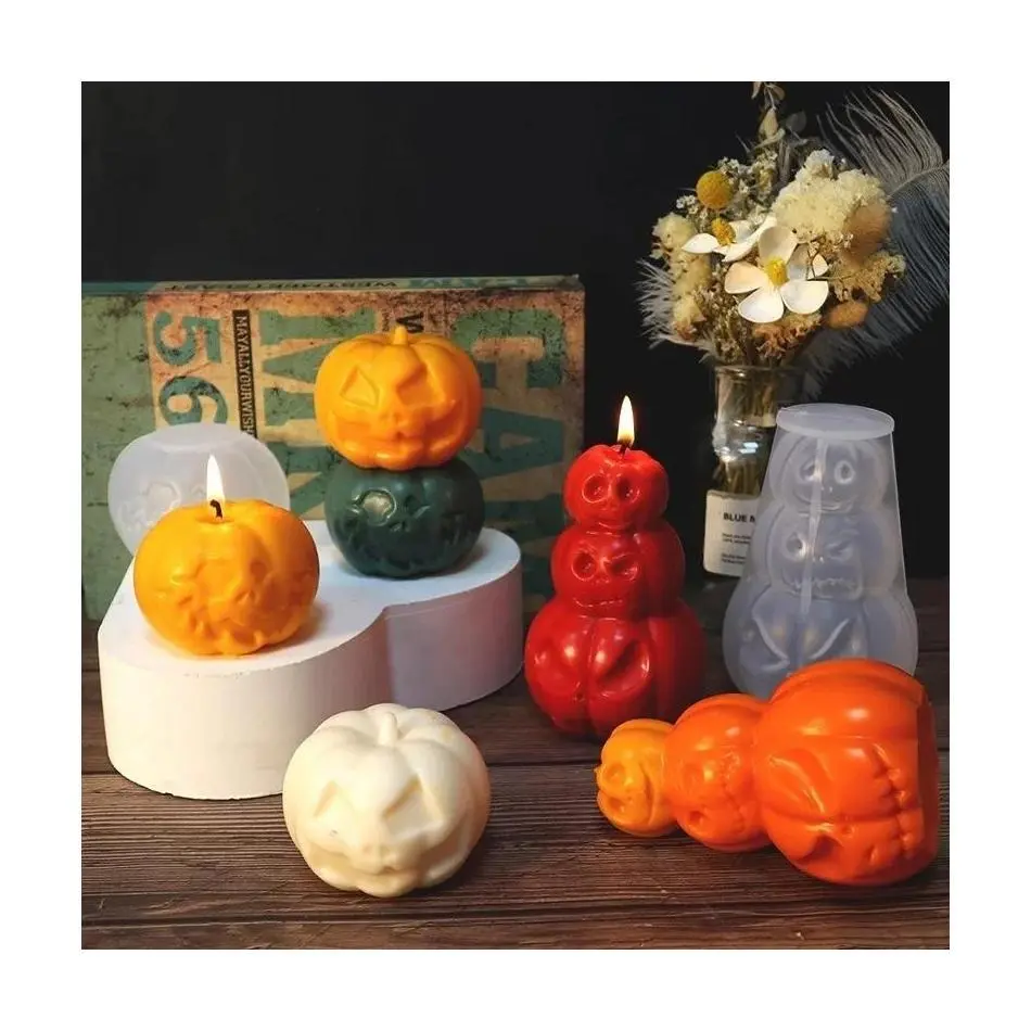 New 1 Pcs Pumpkin Candle Silicone Mold DIY Candle Making Soap Resin Chocolate Beeswax Mold Christmas Gifts Craft Home Supplies