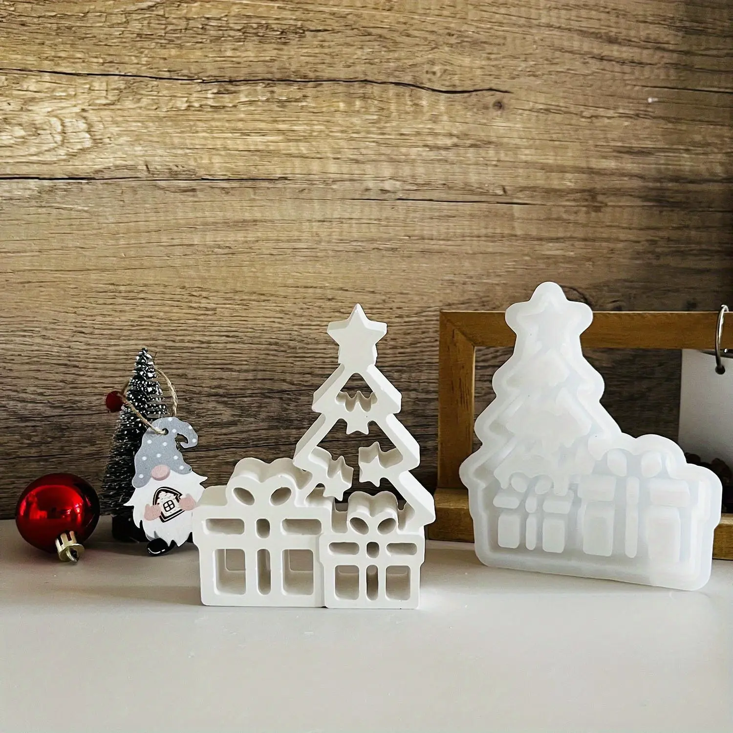Creative Hollow Gifts Christmas Tree Ornaments Silicone Mold DIY Handmade Christmas Tree Gift Cement Plaster Home Decorative